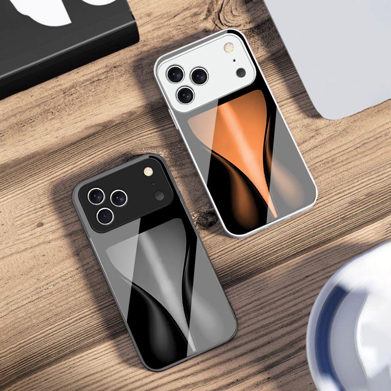 Оранжево-желтый светящийся ремешок для iPhone 17 Air 16 E 15 14 13 Plus 12 mini 11 17 Pro Max XR Xs Max 16E 7 8 Чехол для телефона из закаленного стекла