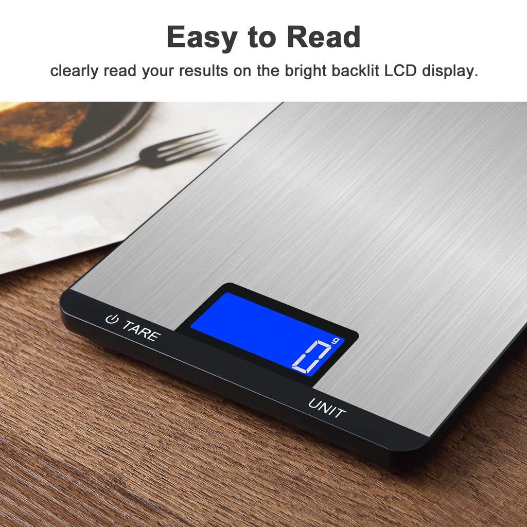 Цифровые кухонные весы FODWET с большой платформой - 22 фунта/10 кг Прецизионные кухонные весы с точностью 1 г и функцией тары, Многофункциональные