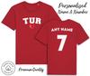 Turkey TUR T-Shirt 2024 Personalised Name and No Adult Kids Baby, Football Euro