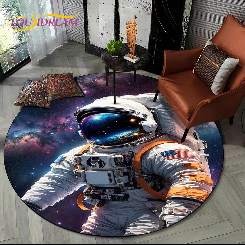 Ковер-круг мультяшный космонавт Вселенная 3D Космос для гостиной спальни детской комнаты, коврик для питомцев нескользящий