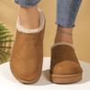 Thick-bottomed Bag Head Hairy Mouth Half Slippers Women's Winter New Suede Warm Large Size Velvet Cotton Slippers