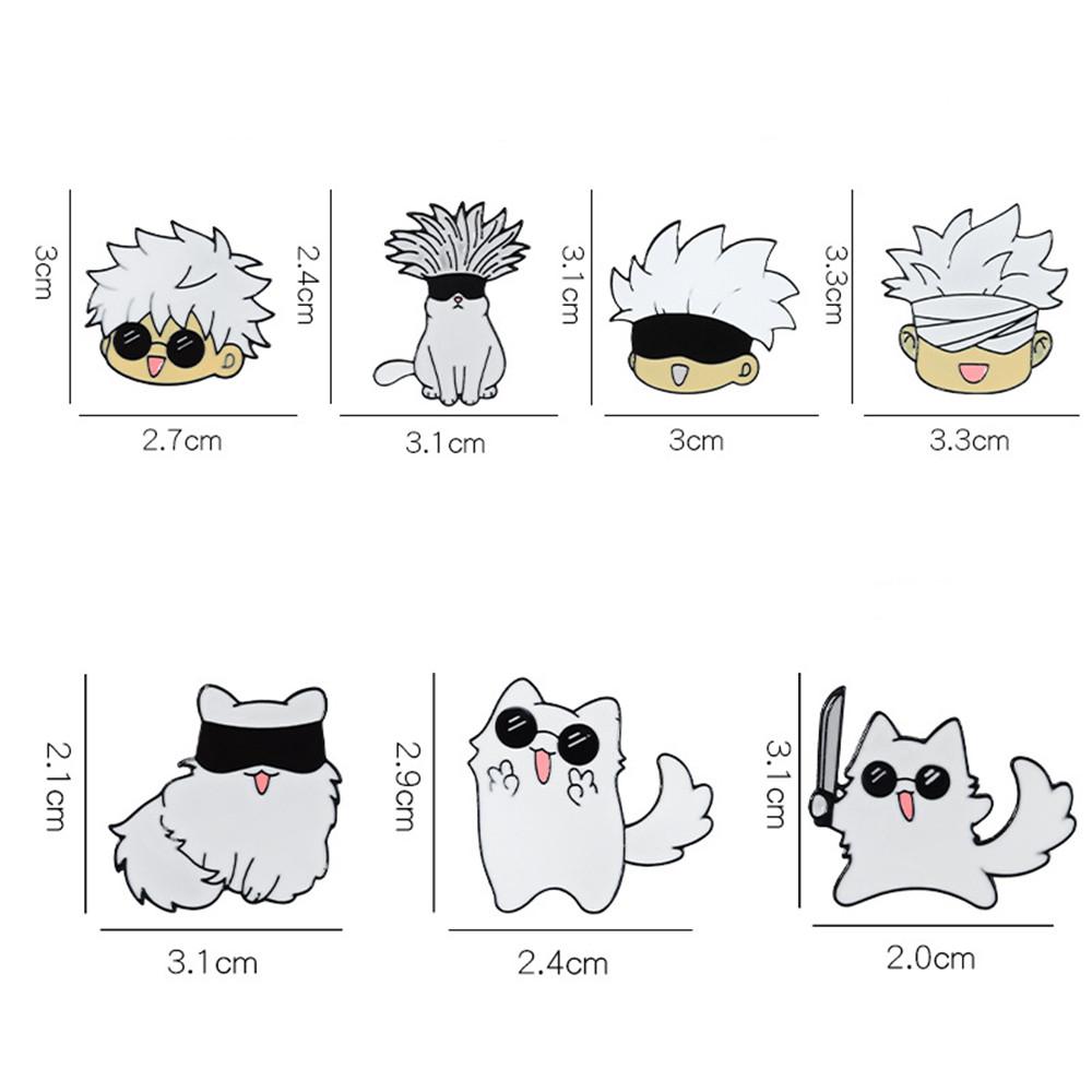 7Pcs/Set Gojo Satoru and Cat Enamel Pins Anime Role Eye Mask Manga Brooches Badge Metal Pins On Backpack Lapel Jewelry Accessory