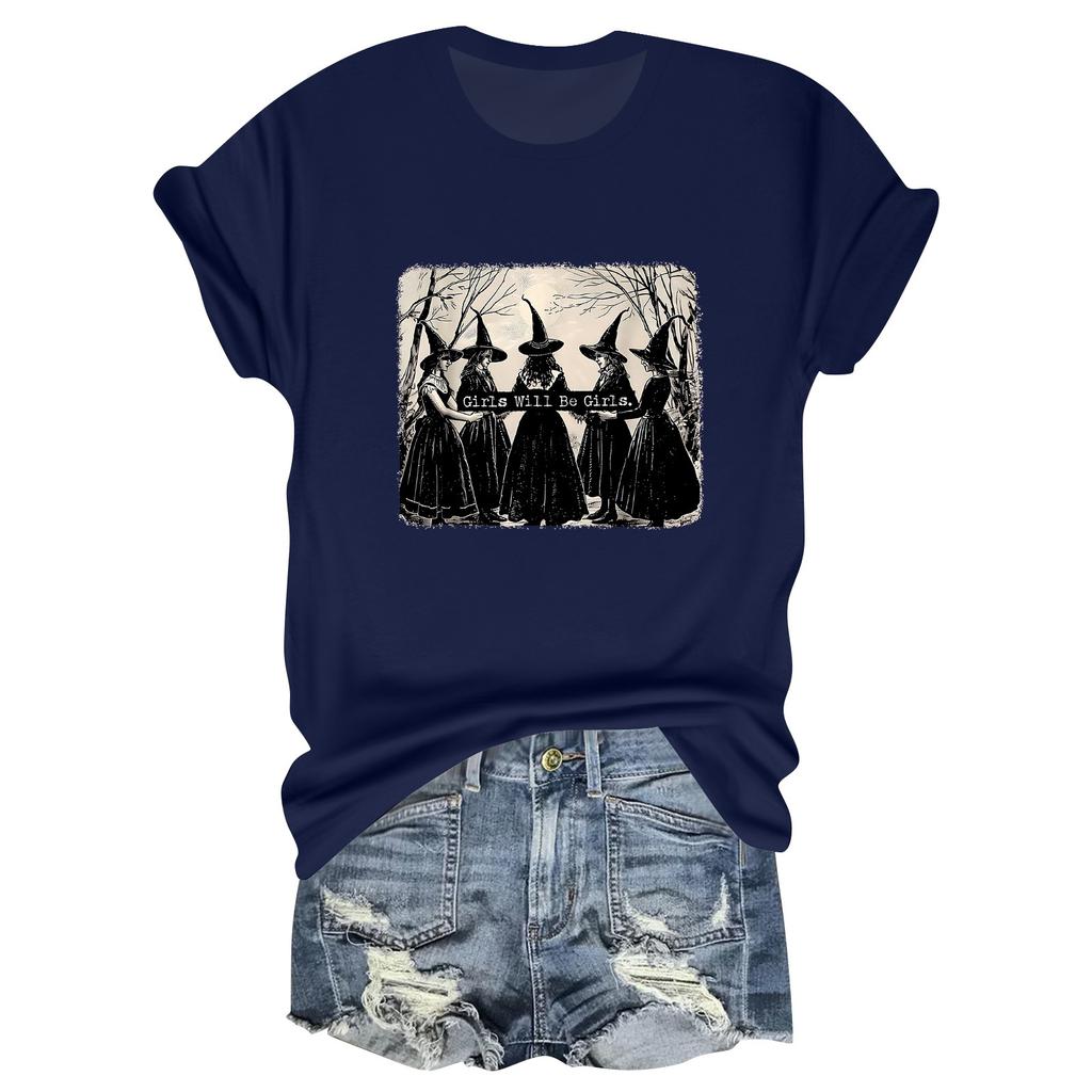 Женская повседневная футболка с принтом, пуловер с круглым вырезом, топ с короткими рукавами