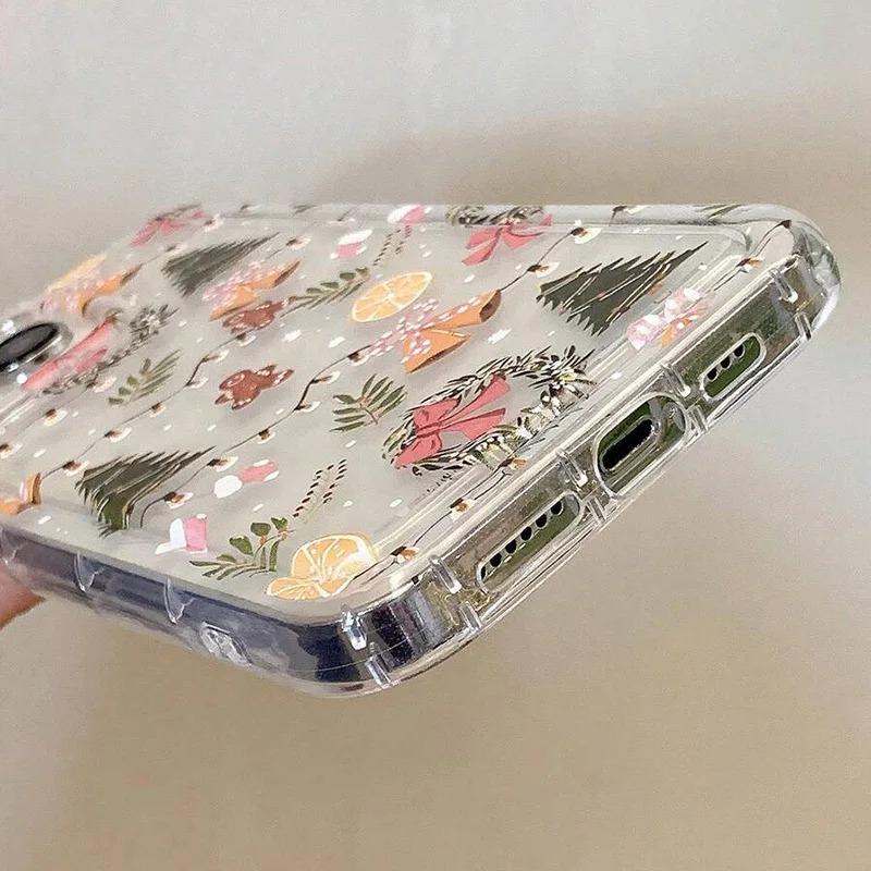 Зимний Рождественский Прозрачный Чехол с Графическим Принтом для iPhone 16 15 14 13 12 11 Pro Max 16E XS XR SE2 7 8 Plus SE2 SE3 Противоударная Крышка