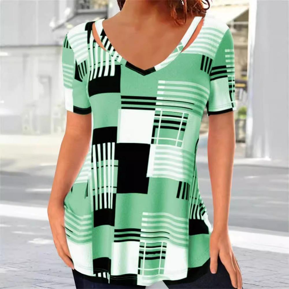 Модные женские рубашки с принтом, винтажные летние футболки с дырками, блузки, топы, свободные повседневные топы с коротким рукавом, размеры S-5XL