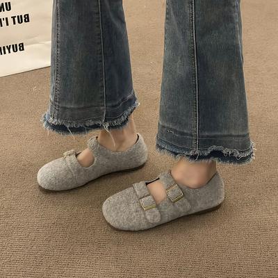 Однословная пряжка повседневные дышащие одинарные туфли женские 2025 весна новая замшевая женская обувь круглый носок неглубокий вырез лоферы
