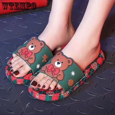 Тапочки с мультяшным медведем, женские летние милые нескользящие летние женские сандалии с защитой от запаха для использования в помещении и на открытом воздухе