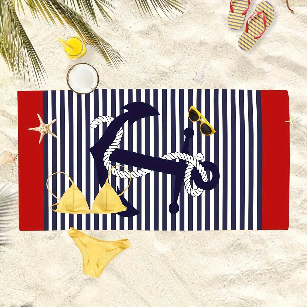 Sailboat Anchor Large Quick Drying Towel, Skin Friendly Polyester for Surfing Swimming
