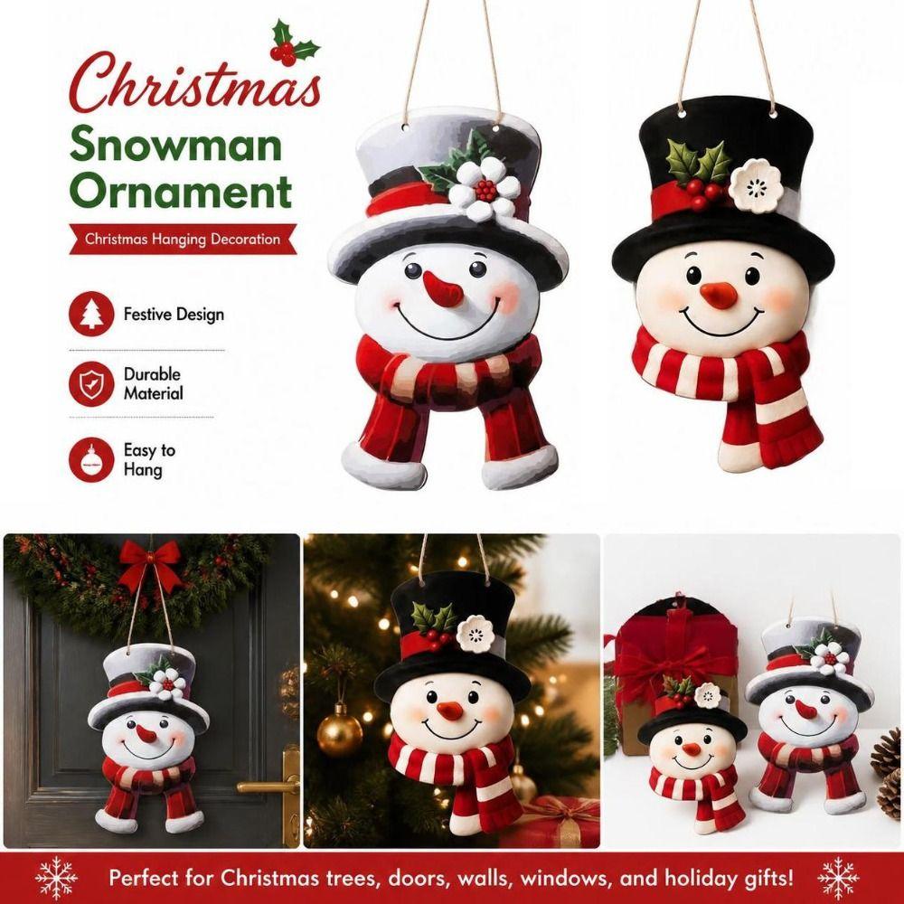 2D Flat Wooden Christmas Wall Decor Rural Style Christmas Snowman Ornament Christmas Wall Decor