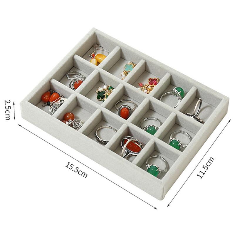 Бархатный ящик для хранения ювелирных изделий, штабелируемый поднос для показа, кольцо, браслет, ожерелье, органайзер для сережек, ящик для рукоделия, ящик для рукоделия
