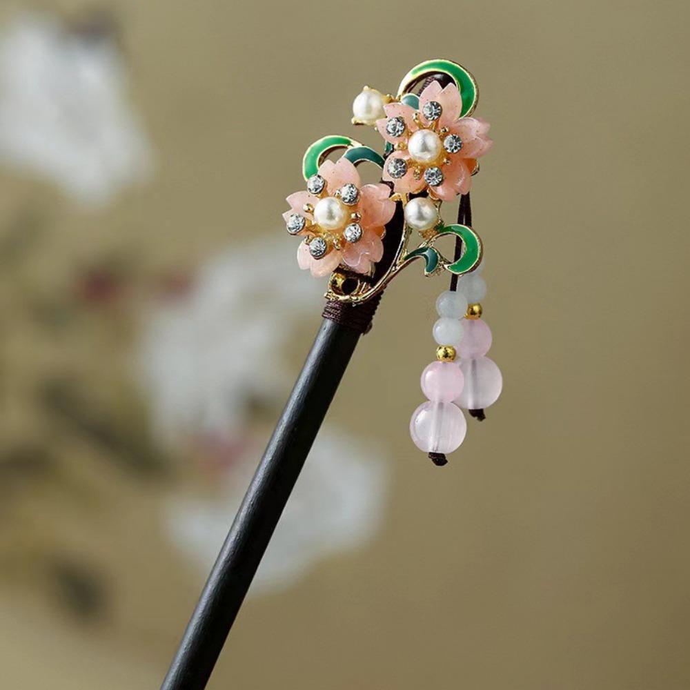Vintage Flower Hairpin Flower Hairpin Fork Jewelry Accessories New Chinese Hair Stick  for Hanfu