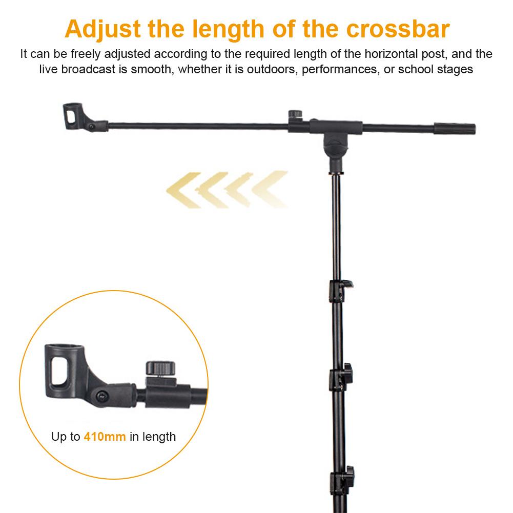Microphone Stand Tripod with Carrying Bag and 2 Mic Clips Floor Mic Stand Height Adjustable Mic Holder for Singing Performance
