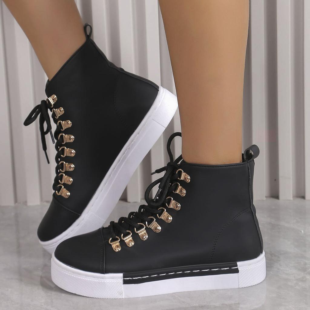 Мода модные высокие плоские кроссовки для женщин легкие спортивные туфли на шнуровке женские 2024 трендовые розовые повседневные кроссовки из искусственной кожи 36-43