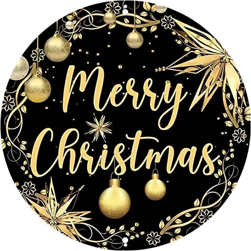 Witch Broom Halloween Sign, Round Aluminum Wall Plaque 20x20cm