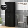 Tall buffet kitchen cabinet 4 doors 2 cupboards and 1 central drawer height 180 cm with 2 adjustable shelves black