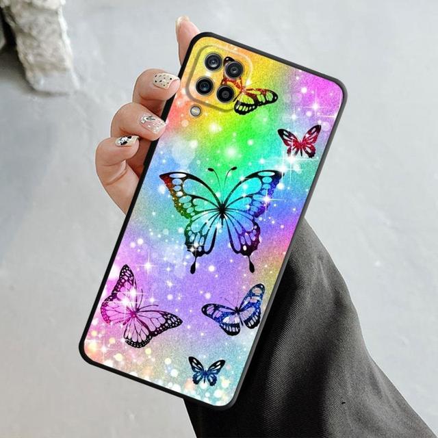 Чехол для Samsung Galaxy A70 A70s A50 A30s A04s A20s A20e A02 A02s A03 A42 M52 M31 M04, блестящий эстетический чехол с бабочкой и розой