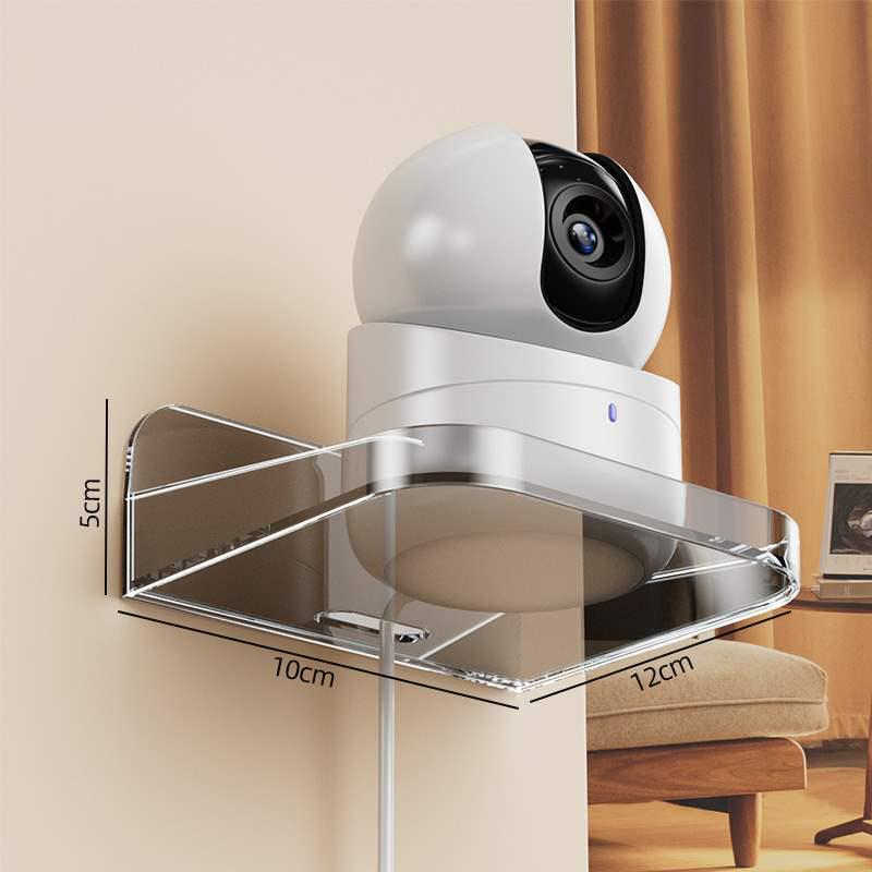 Wall-Mounted No-Drill Camera Storage Shelf for Phones and Monitoring