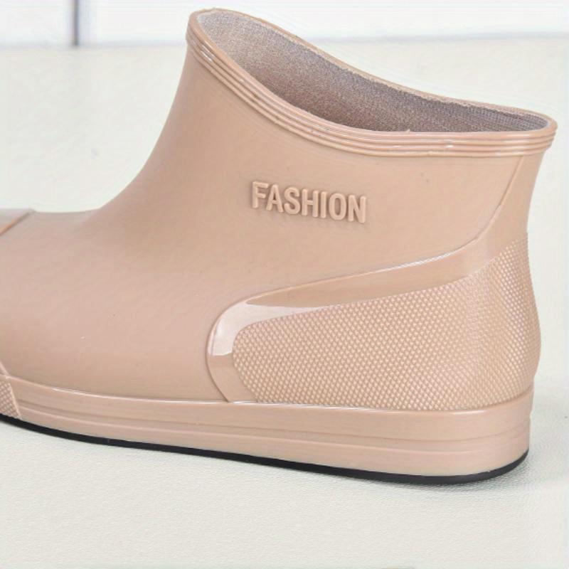 Women's Solid Color Short Waterproof Shoes, Low Top Non-slip Rain Boots, Outdoor Wear Rain Shoes