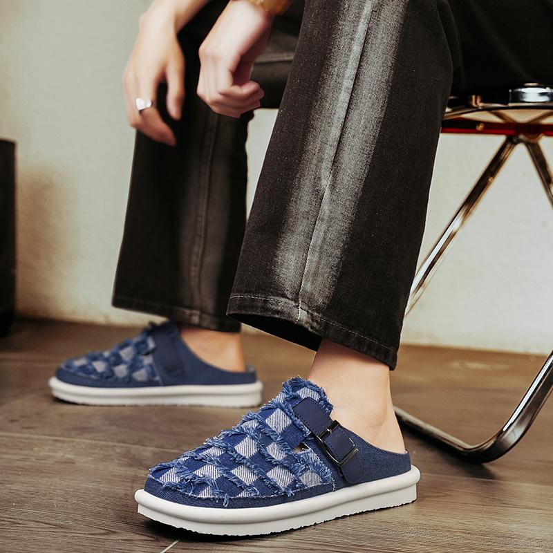 Мужские Модные Повседневные Шлепанцы Летние Уличные Дышащие Обувь для Ходьбы Внутренние Легкие Мягкие С одной Ремешком Домашние Туфли Новые