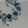 Niche Design Starfish Chain Tassel Bracelet for Women Fantasy Gradient Blue Crystal Beads Elastic Rope Bracelet Student Jewelry