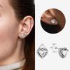 Authentic 925 Silver Cherry Blossom Bow Heart Hoop Stud Drop Earrings plata de ley Jewelry DIY Birthday Gift Original