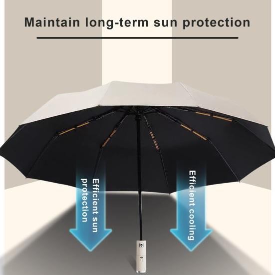 Sun Protection Fan Umbrella 3 Levels Adjustable Rechargeable UV Blocking Umbrella Portable Waterproof Windproof Multifunction Automatic Folding