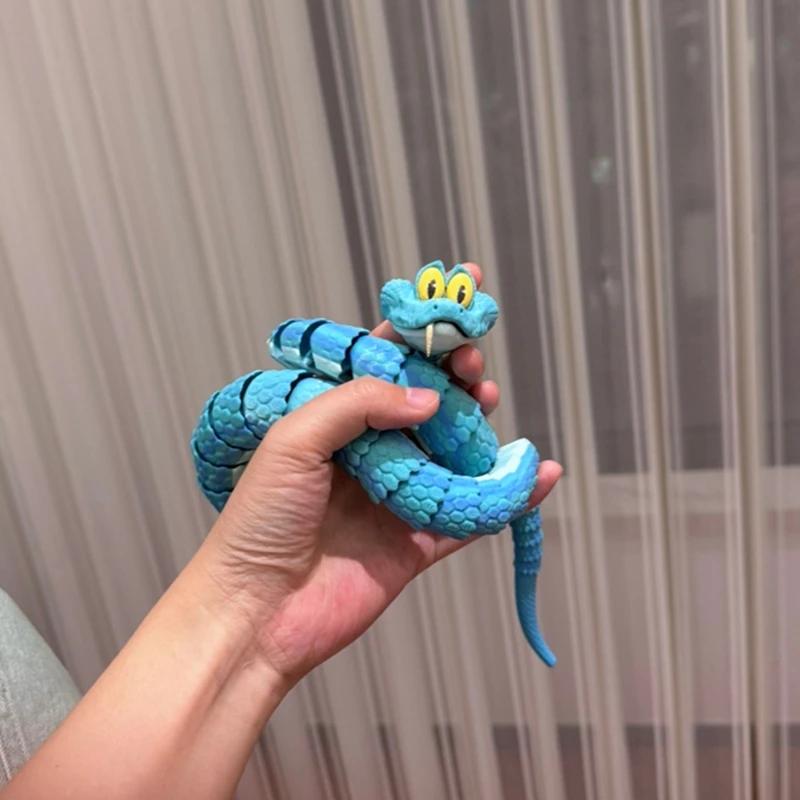 Новая 3D-печатная змея Реалистичная статуэтка змеи Подвижный сустав Игрушки-непоседы Симуляция змеи Украшение для офисного стола Модель животного Подарок