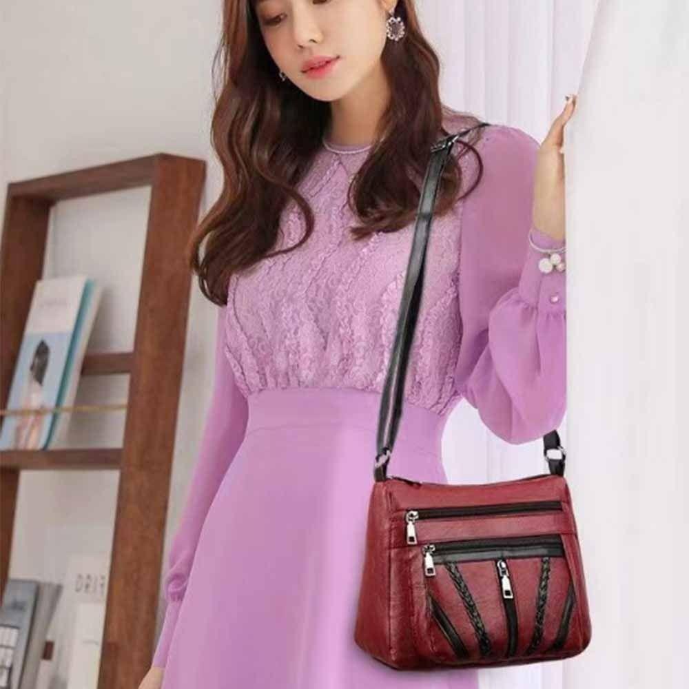Large Capacity Women PU Shoulder Bag Minimalist Waterproof Crossbody Handbag Vintage PU Leather Messenger Bag Phone Purse