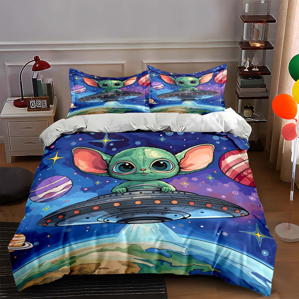Alien-themed spaceship. Bedding Duvet cover sets Duvet covers Pillowcases gifts (1 * Duvet Cover 2 * Pillowcases, without duvet insert)