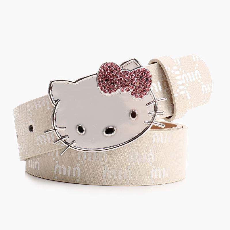 Металлический Женский Пояс Hello Kitty Декоративный С Принтом Букв и Стразами Для Повседневной и Нарядной Одежды
