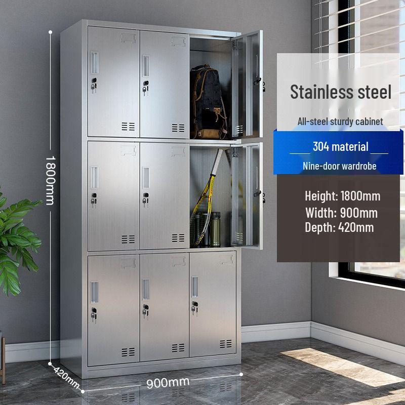 Thickened 304 Stainless Steel Multi-Door Wardrobe and Shoe Cabinet