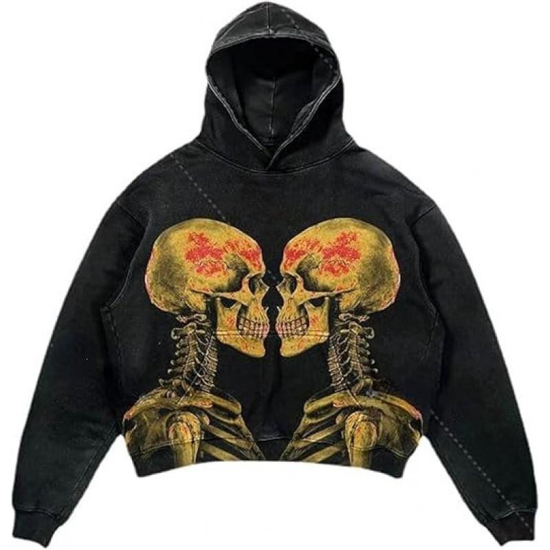 American Punk Skull 3D Print Cropped Hoodie Loose Fit Men Women Streetwear