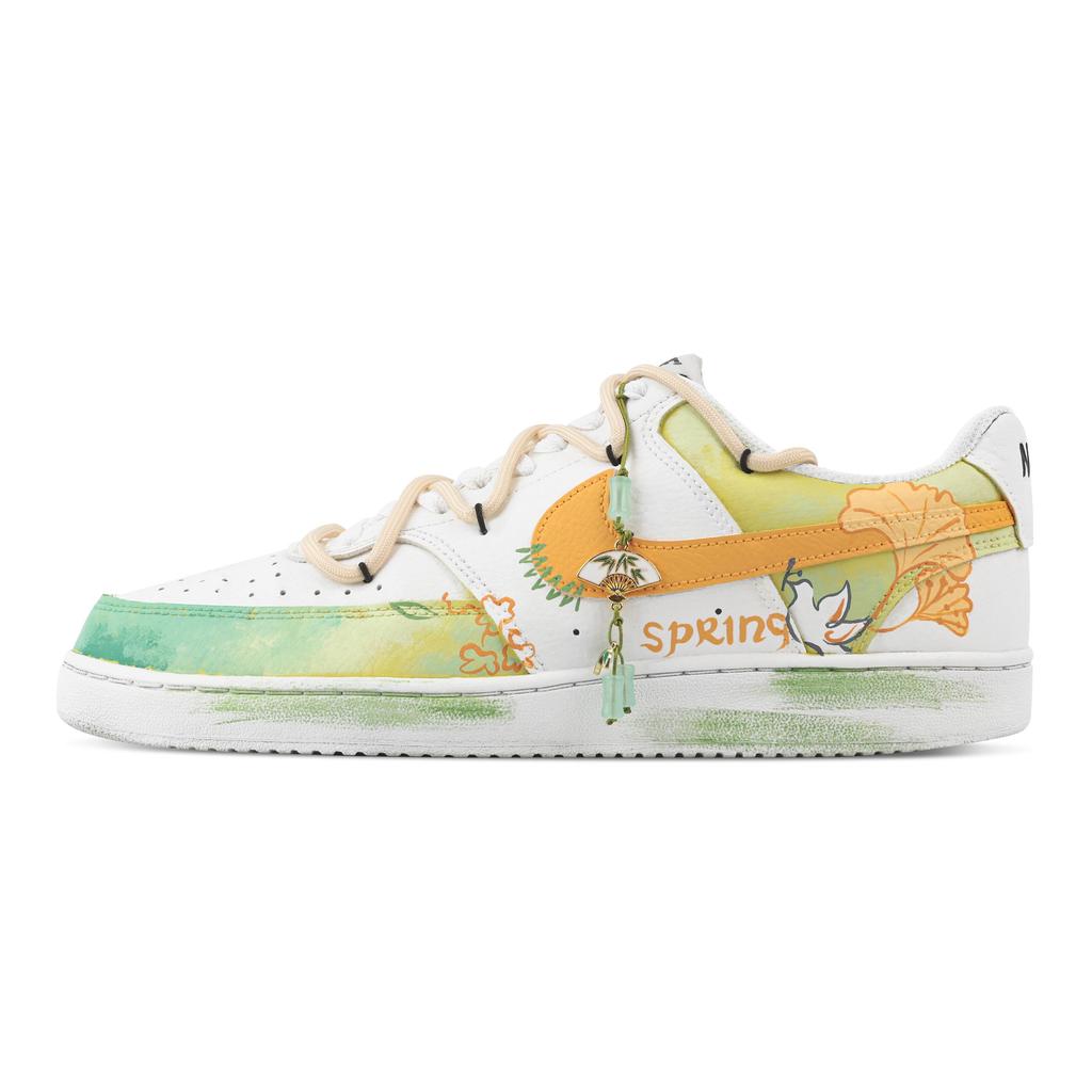 Nike Court Vision 1 Youthful Vigor, Heart Box Abrasion Resistant Low top Skateboard Shoes Men's Yellow White DH2987-101(Team529--)