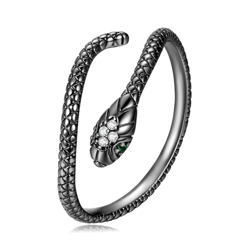 Подлинные серебряные кольца в форме змеи с открытым регулируемым размером для женщин, три цвета, свадебные украшения AVE