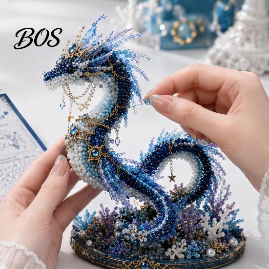 Beaded Sea Creature Kit Mythical Ocean DIY Bead for Beginners, 3D Animal Making with Instructions, Crystal Unique Designs Beads and Pattern