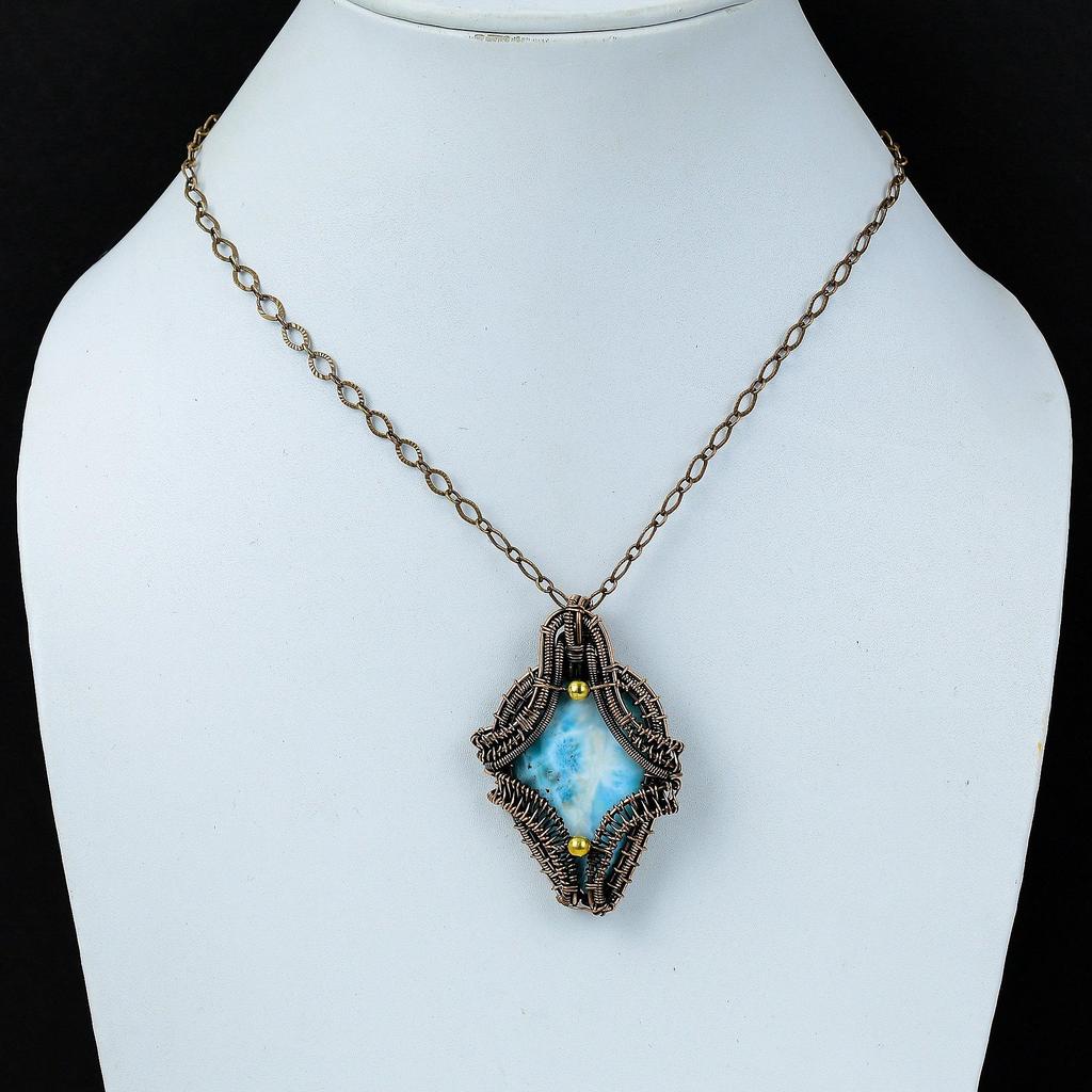 Гемиморфитовый драгоценный камень из чистой медной проволоки, обернутый ювелирной подвеской ручной работы для подарка