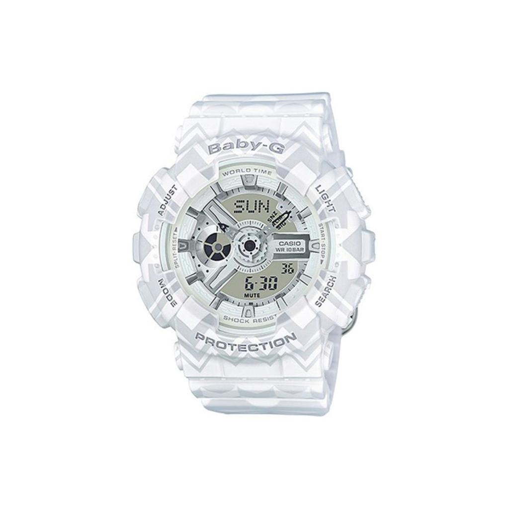 Casio Baby-G 100M Водонепроницаемые Кварцевые Часы с Ремешком из Смолы Женские Часы Белые BA-110TP-7A