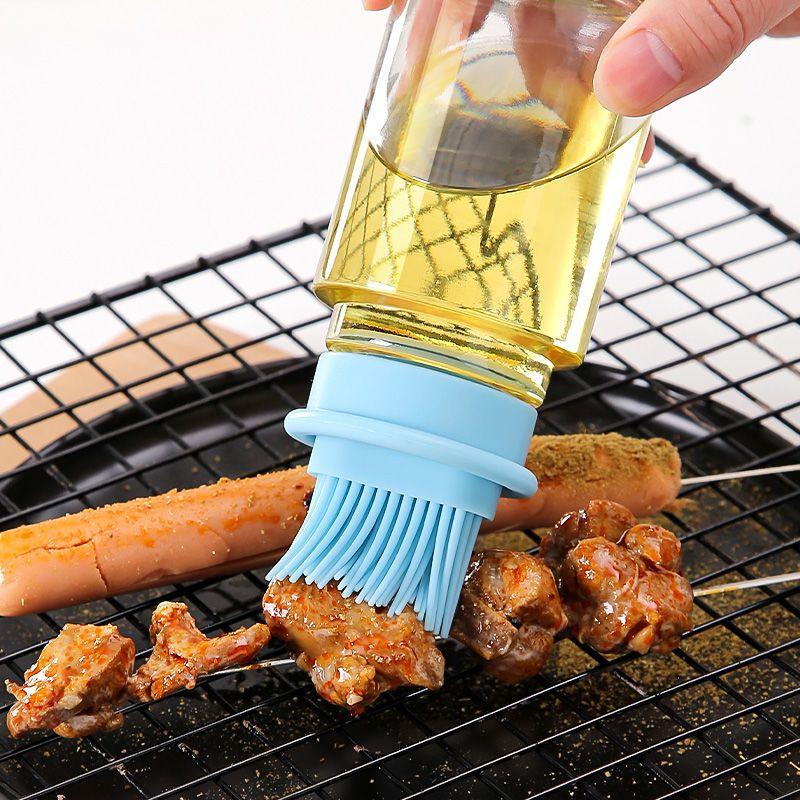 Кухонная масляная щетка, силиконовая щетка с бутылкой, блинная, устойчивая к высоким температурам, безволосая интегрированная щетка для выпечки, пищевая щетка, формы для выпечки