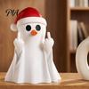 Unique Christmas Gift Ghost Pen Holder with Santa Hat, Funny Desktop Organizer, Spooky Holiday Photo Prop Halloween Tabletop Statue, Decor for