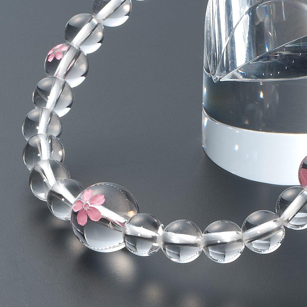 Buddhist altar shop Takita Shoten Specially Selected Bracelet Prayer Beads Natural Stone Bracelet Genuine Crystal Cherry Blossom Carving 7mm Beads