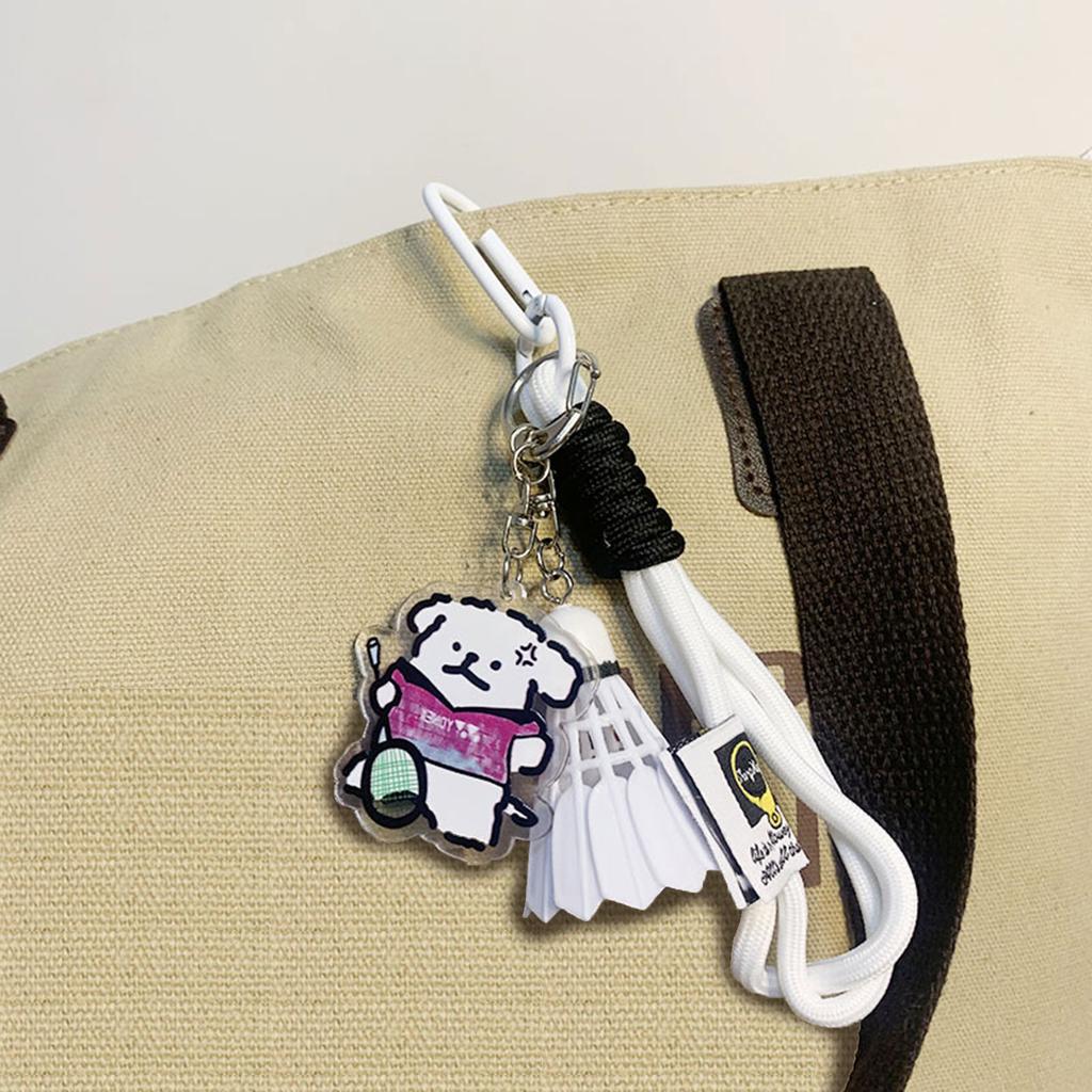 Брелок для ключей с изображением собаки из мультфильма «Бадминтон», подвеска в виде мяча для бадминтона, небольшой брелок, акриловые брелоки, подарок для пар, любителей бадминтона