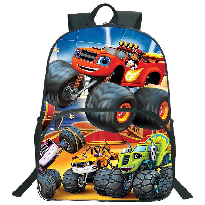 Cartoon Blaze and the Monster Machines School Backpack with Shoulder Bags Pencil Bags Boys Girls School Bags Children Rucksack