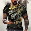 Мужская футболка с узором цветка лотоса и дракона, китайский лун, 3D-принт, летняя, повседневная, с коротким рукавом, с круглым вырезом, унисекс