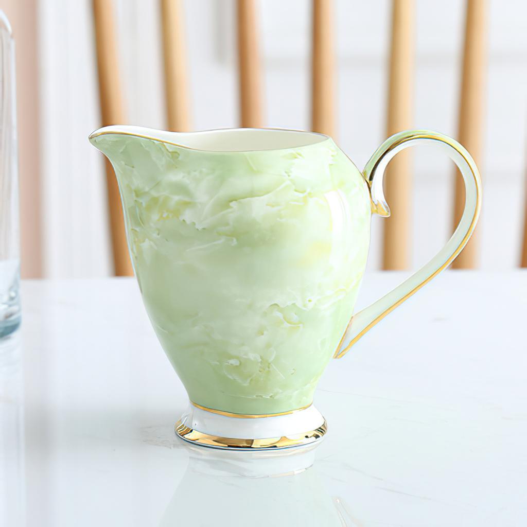 Ceramic Gold Inlay Tea Pot and Cup Set Marbling Purple Drinkware Europe Ceramic Mug Sugar Bowl Creamer Afternoon Tea Coffeeware