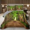 Forest Bedspread Queen/Twin, Nature Scenery Quilt Set, Soft Lightweight Botanical Tree Coverlet, Rustic Farmhouse Bedding Set