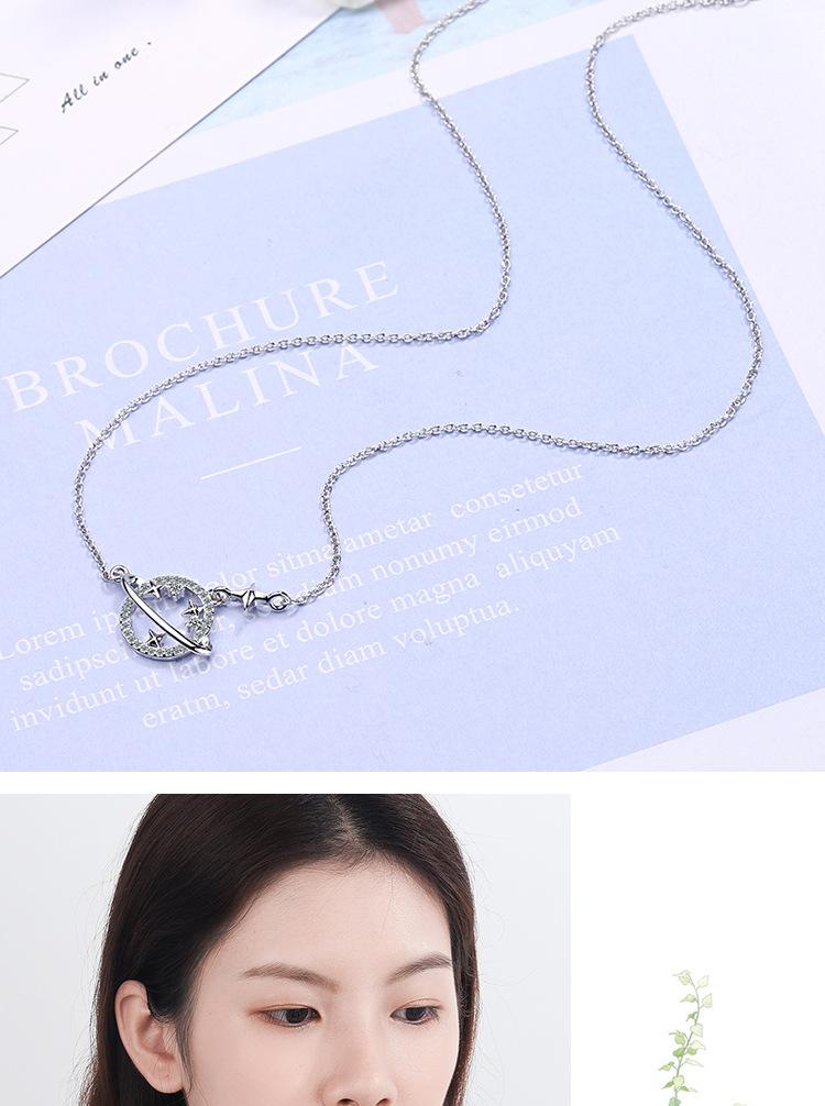 Серебряные цепочки со звездой и планетой, циркон, штамп 925, для женщин, элегантные, роскошные, ювелирные аксессуары, ювелирные изделия, Argent 925