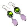 Pink Chalcedony Gemstone 925 Sterling Silver Gift Jewelry Earring 2.29"