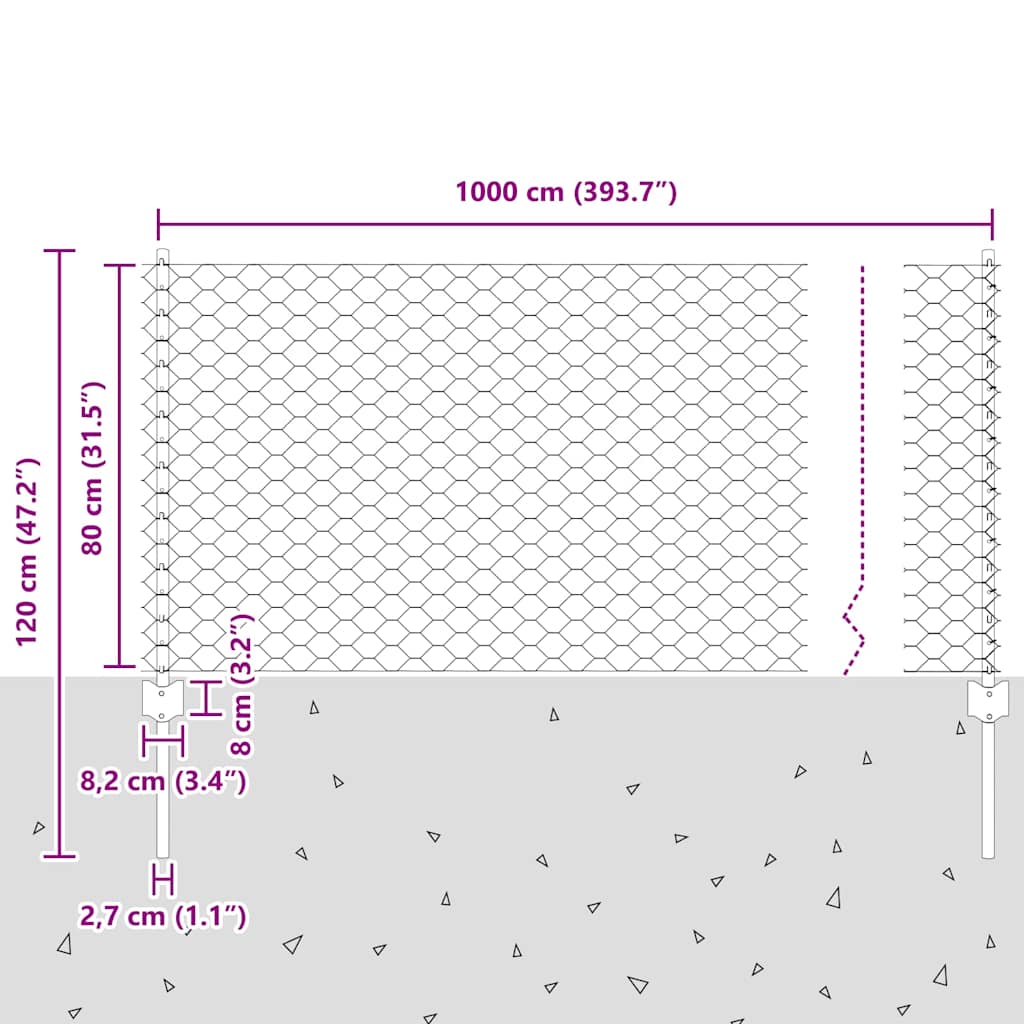 Welded Wire Fence 10 x 0.8 m (W x H)