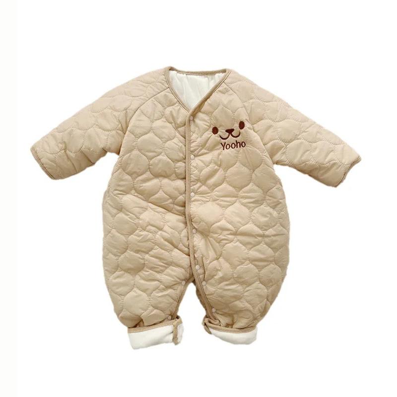 Bear Baby Winter Jumpsuit Scarf Autumn Toddler Outfit Set Fleece Newborn Romper for Boys Girls Clothes Infant Onesie