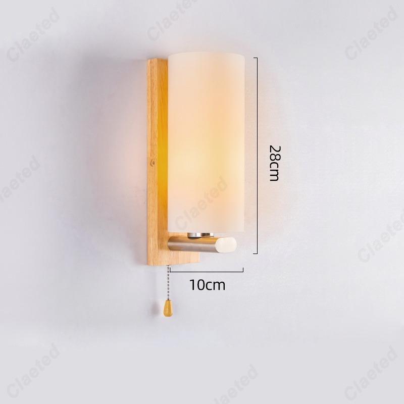 LED Glass Lampshade E27 Wooden Wall Lamp Bedroom Bedside Wall Lamp Home Living Room Bedroom Hallway Balcony Lighting Fixture
